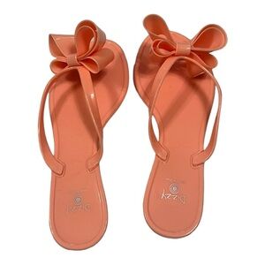 Dizzy Jelly Bow Sandal in Coral Size 7